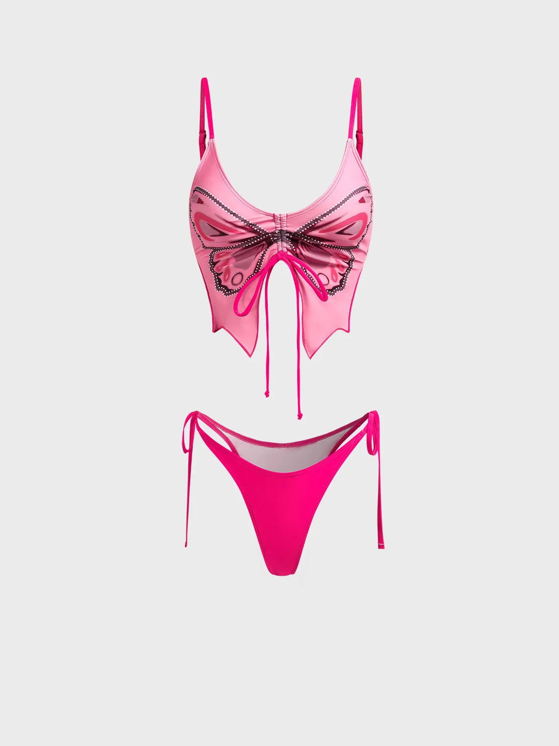 Drawstring Butterfly Bikini Set