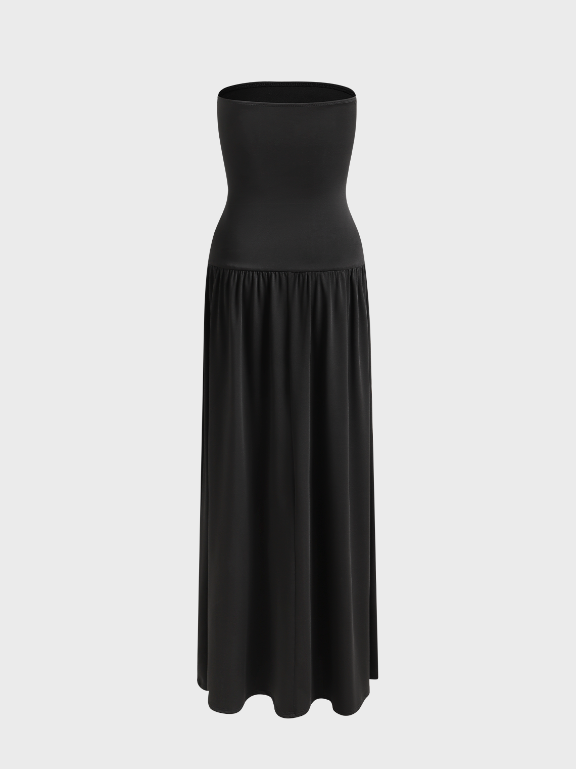 Lace Up Strapless Plain Maxi Dress