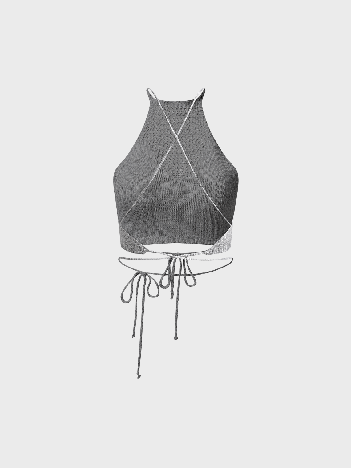 Y2k Gray Backless Lace up Top Tank Top & Cami