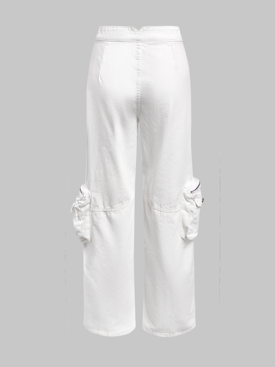 Street White Cargo Pockets Bottom Pants