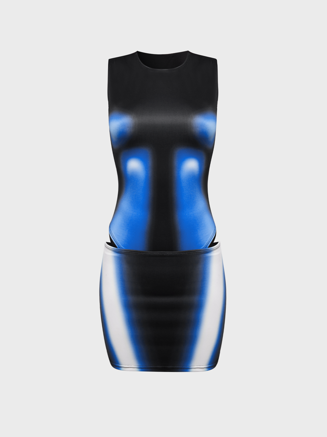 Street Blue Body print Cyberpunk Two-Piece Set