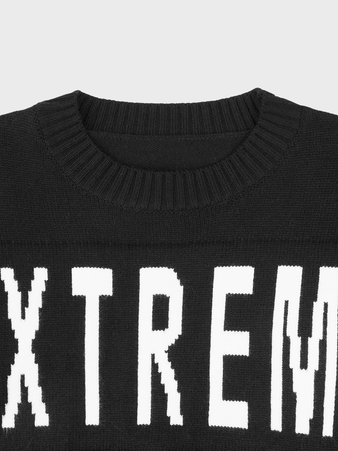 Crew Neck Text Letters Long Sleeve Sweater