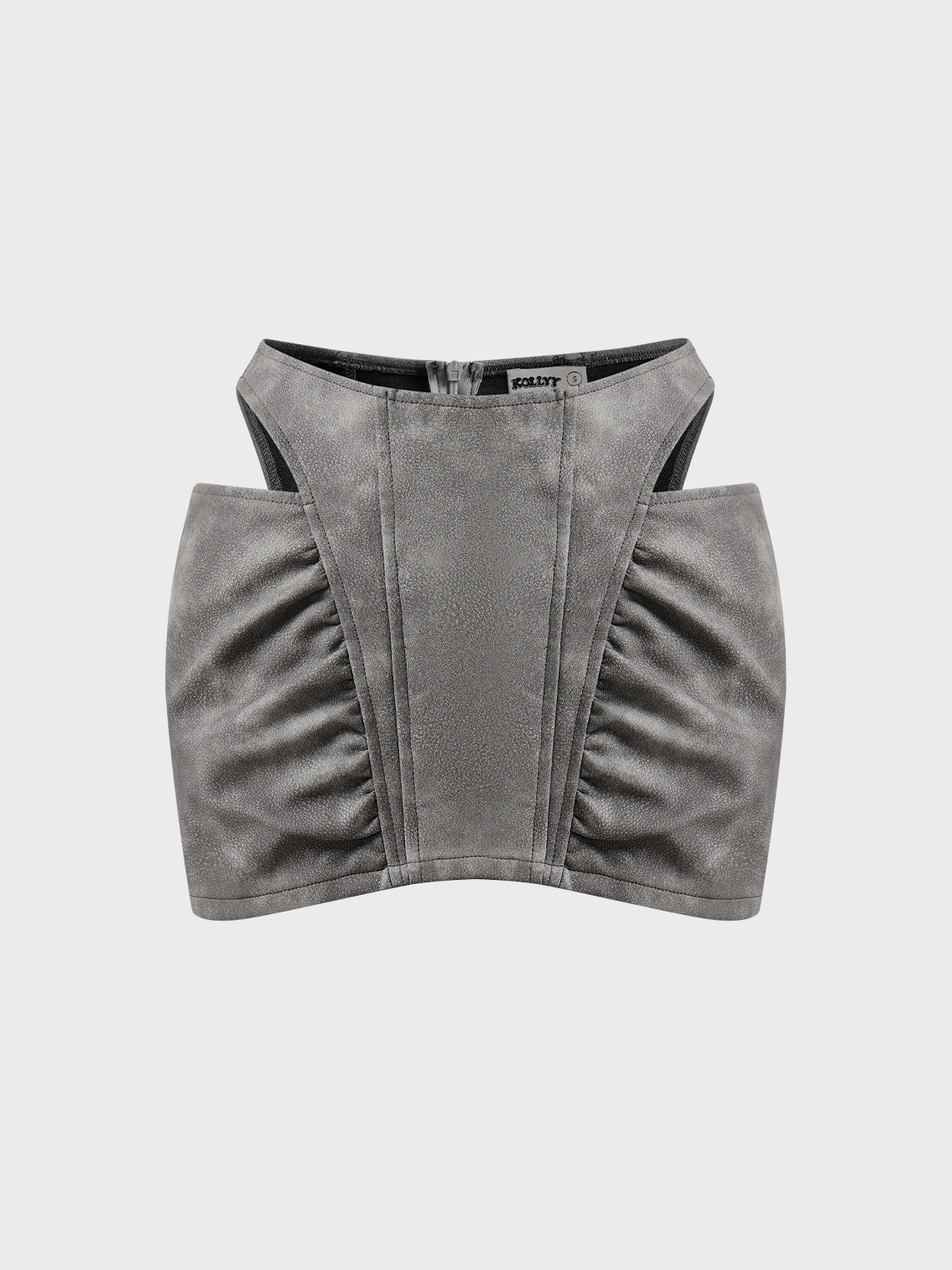 Edgy Gray PU Cut out Bottom Shorts