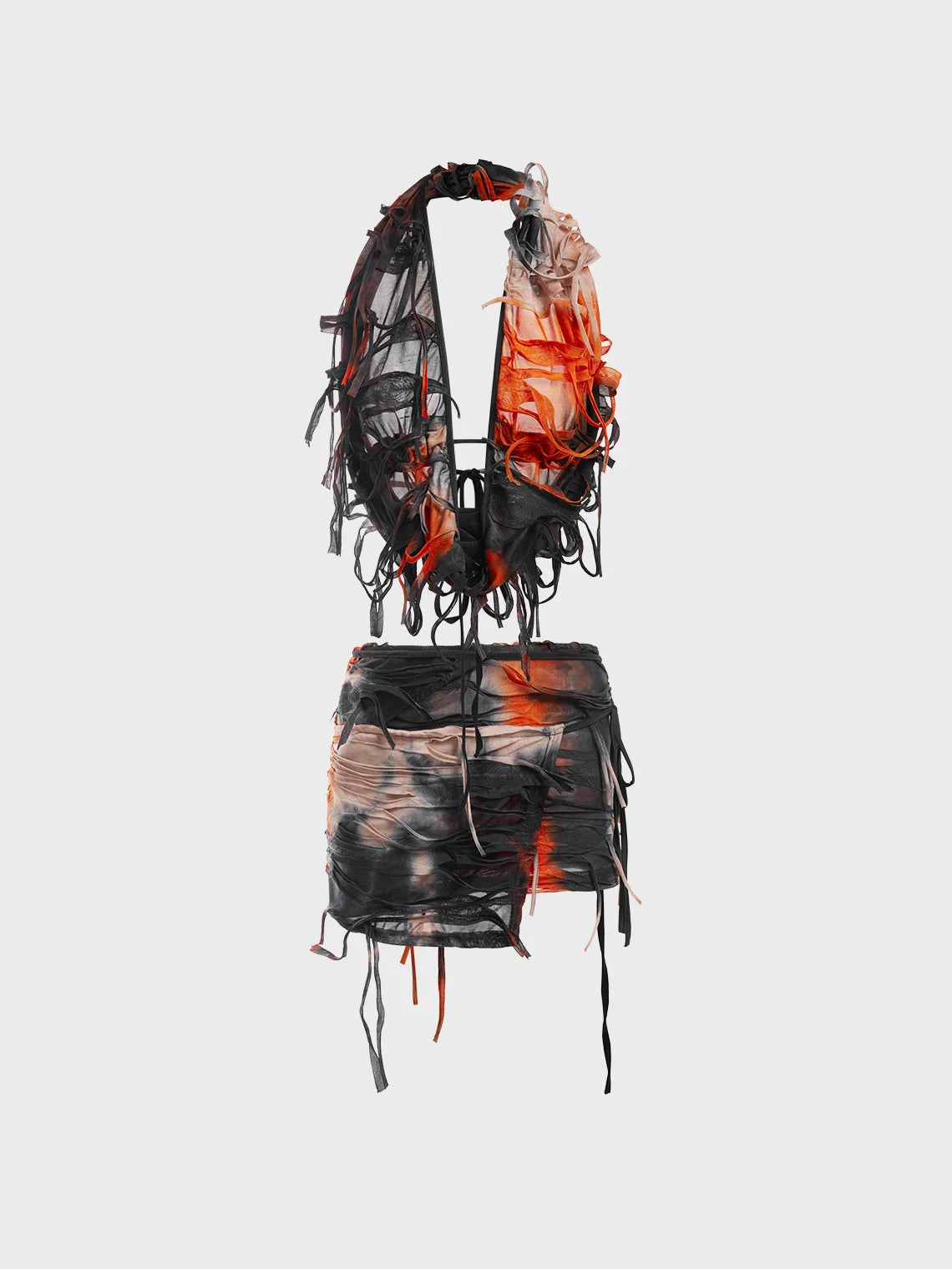 Backless Tie Dye Top With Skirt Set