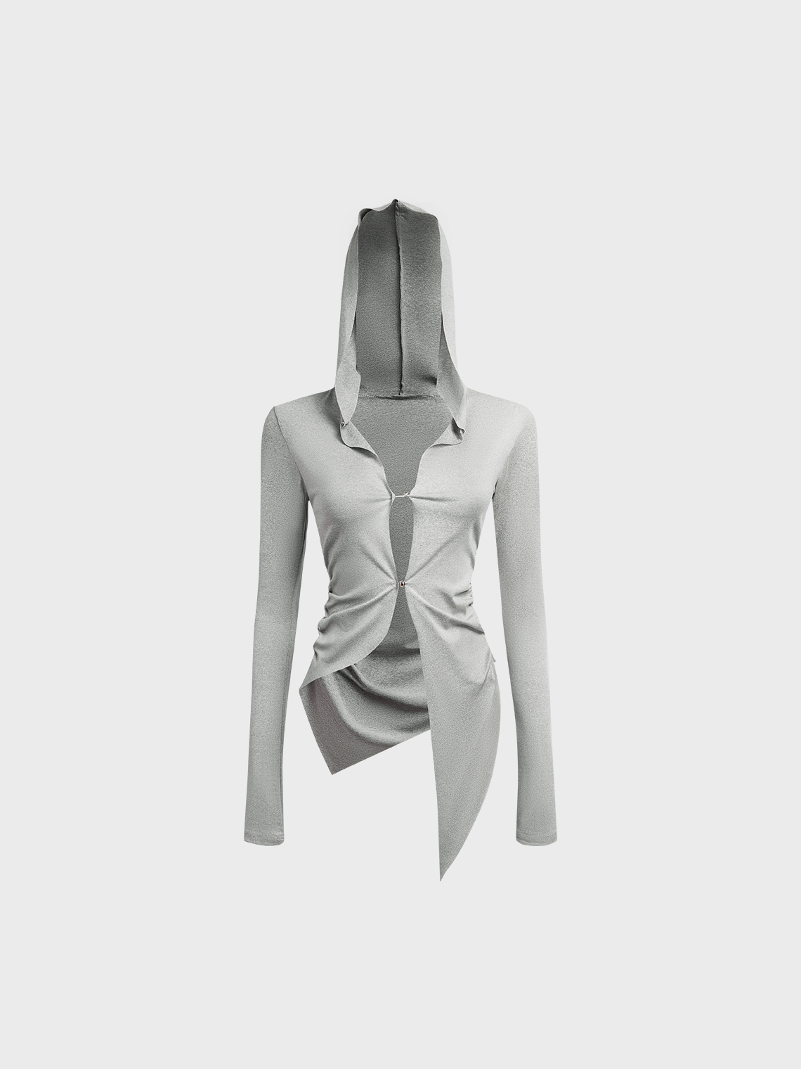 Asymmetrical Hoodie Plain Long Sleeve Shirt