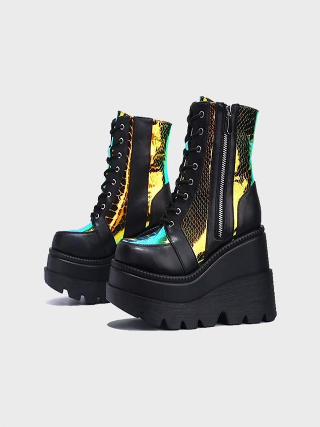 Punk Snakeskin Ankle Boots