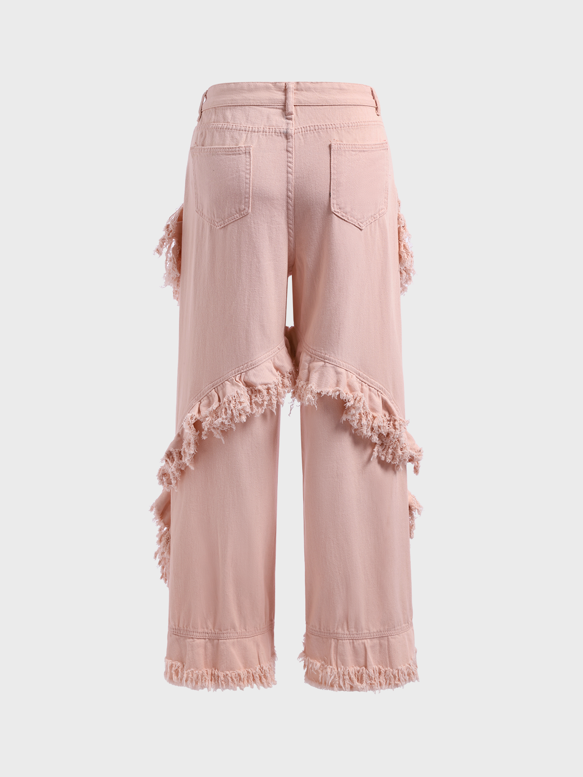 Cotton Raw Edge Plain Wide Leg Pants