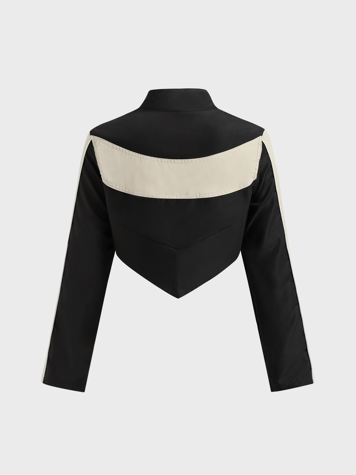 Stand Collar Color Block Zipper Long Sleeve Jacket