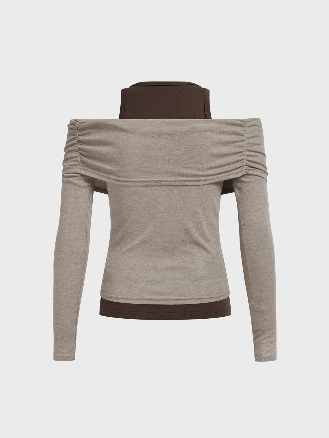 Two Pieces Crew Neck Plain Long Sleeve Shirt