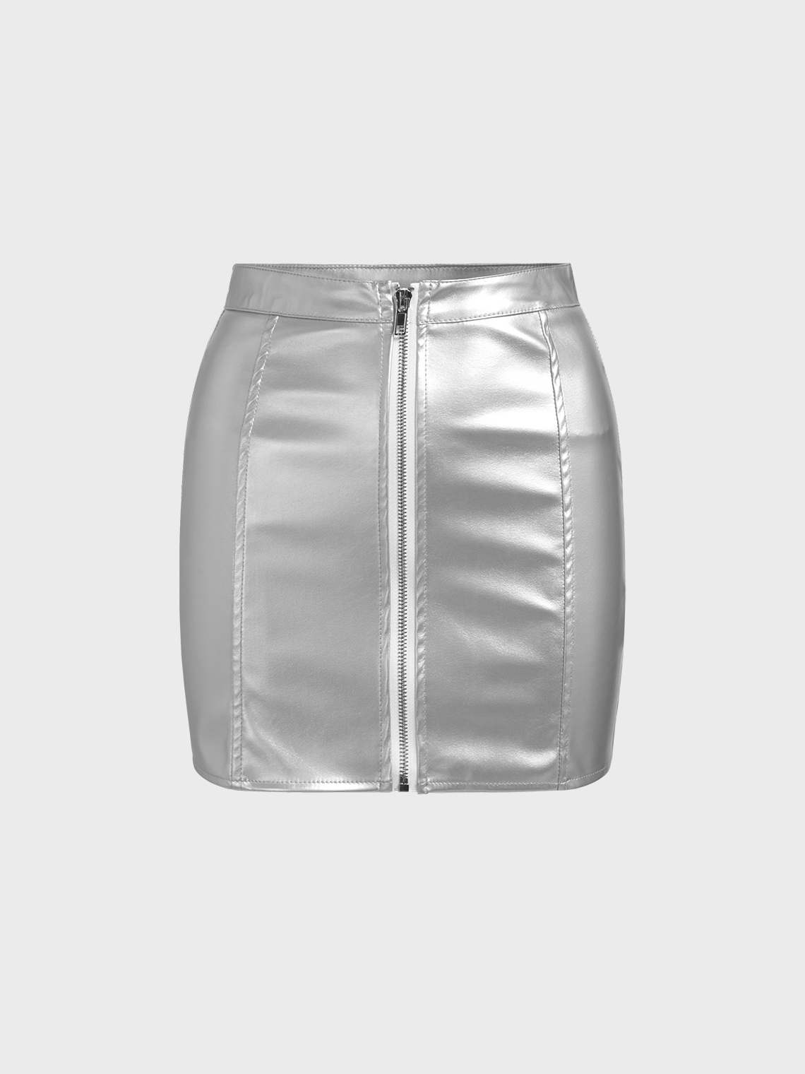 Metallic Plain Tube Top With Skirt Two-Piece Set