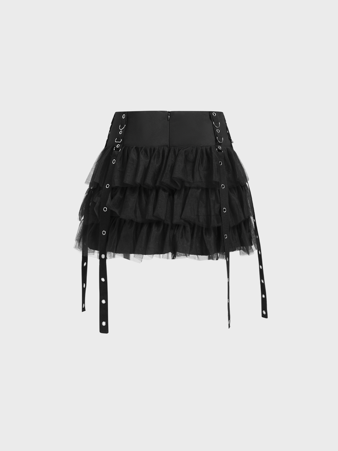 Metal Detail Plain Short Skirt