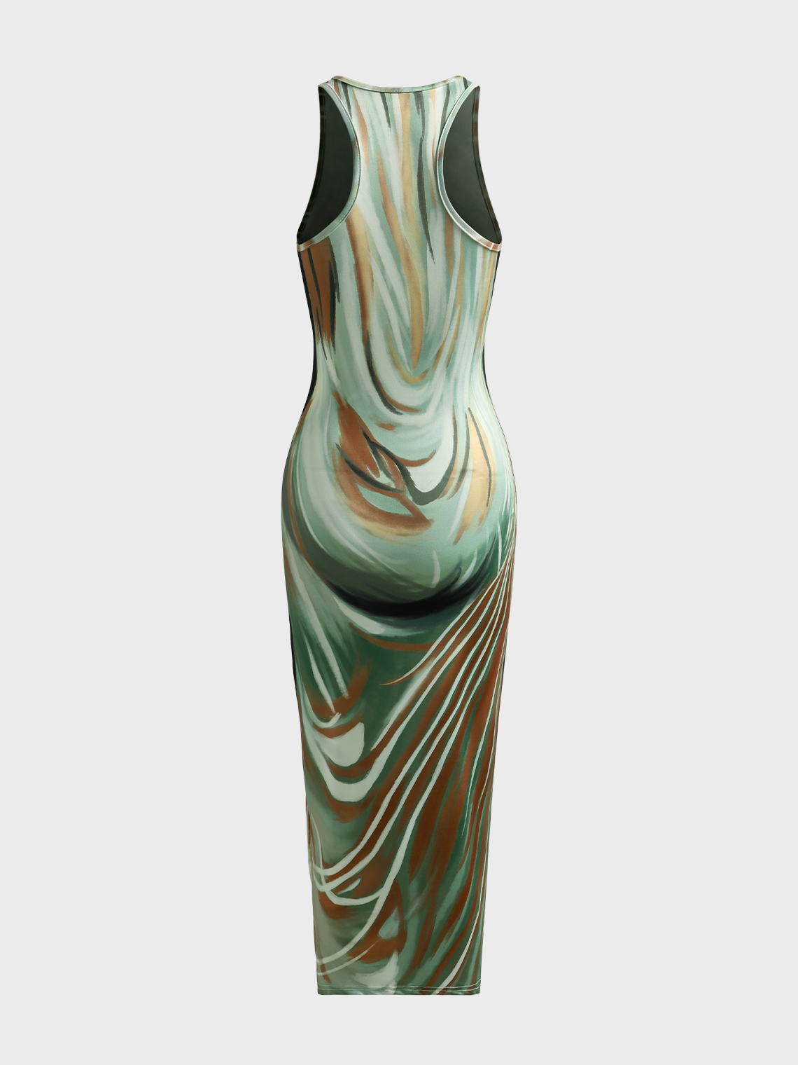 Body Print Crew Neck Sleeveless Maxi Dress