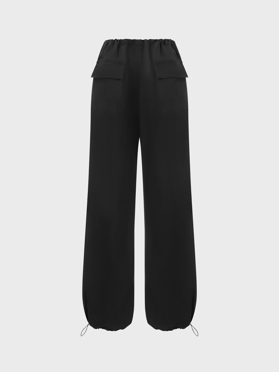 Street Black Cargo Drawstring Bottom Pants