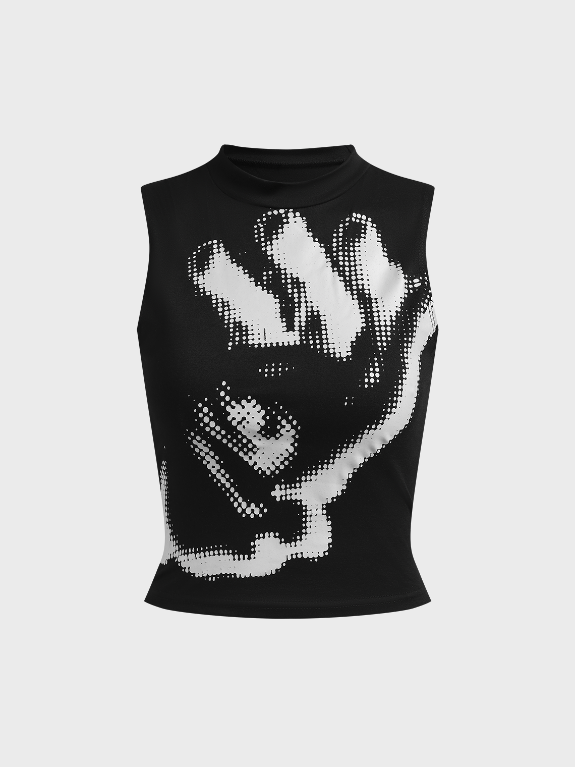 Abstract Hand Print Crew Neck Abstract Tank Top