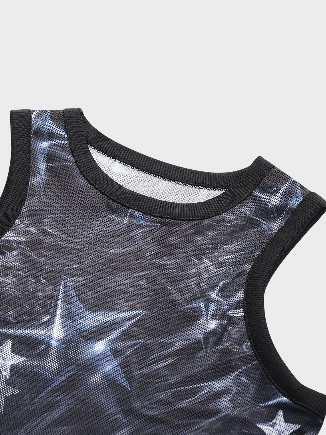 Street Blue Mesh Cyberpunk Top Tank Top & Cami