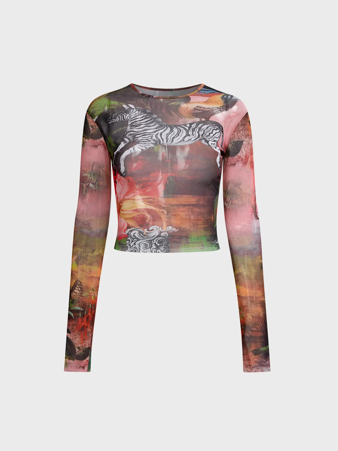 Crew Neck Tiger Long Sleeve Shirt