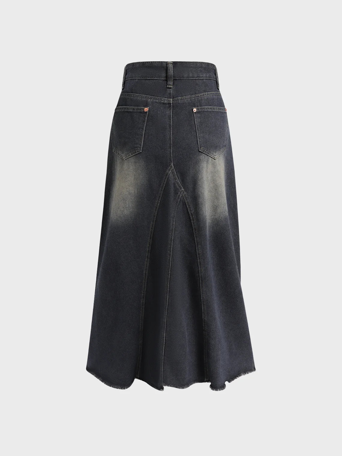 Street Blue Denim Patchwork Bottom Skirt