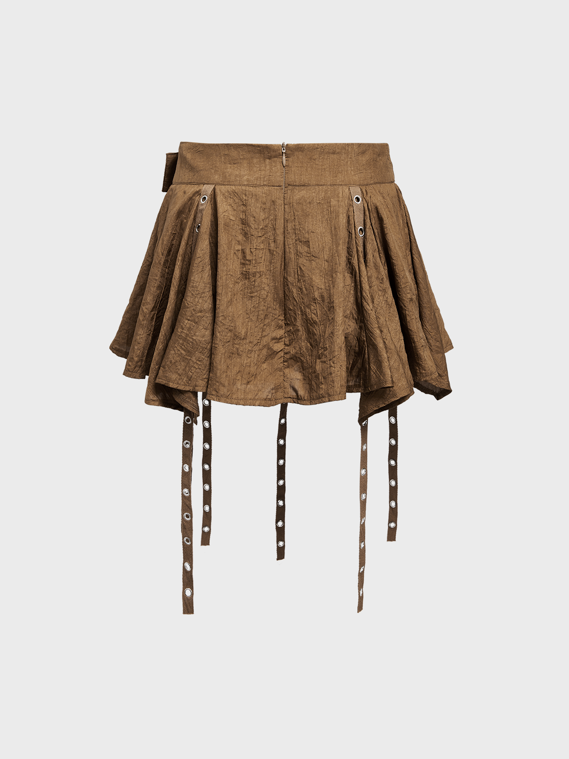 Y2k Brown Irregular hem Belt Bottom Skirt