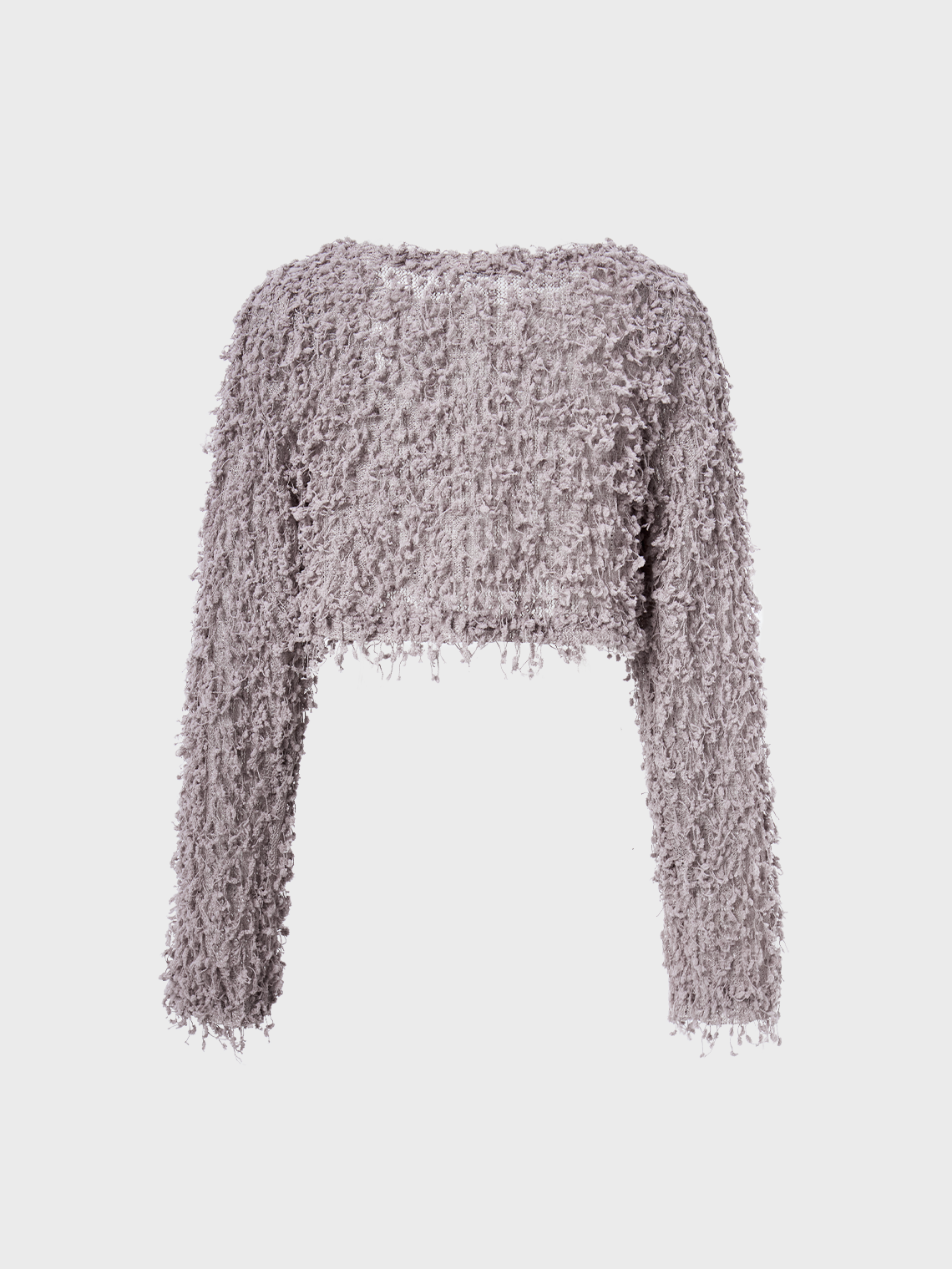 Fuzzy Jacquard Texture Crew Neck Plain Long Sleeve Sweatshirt