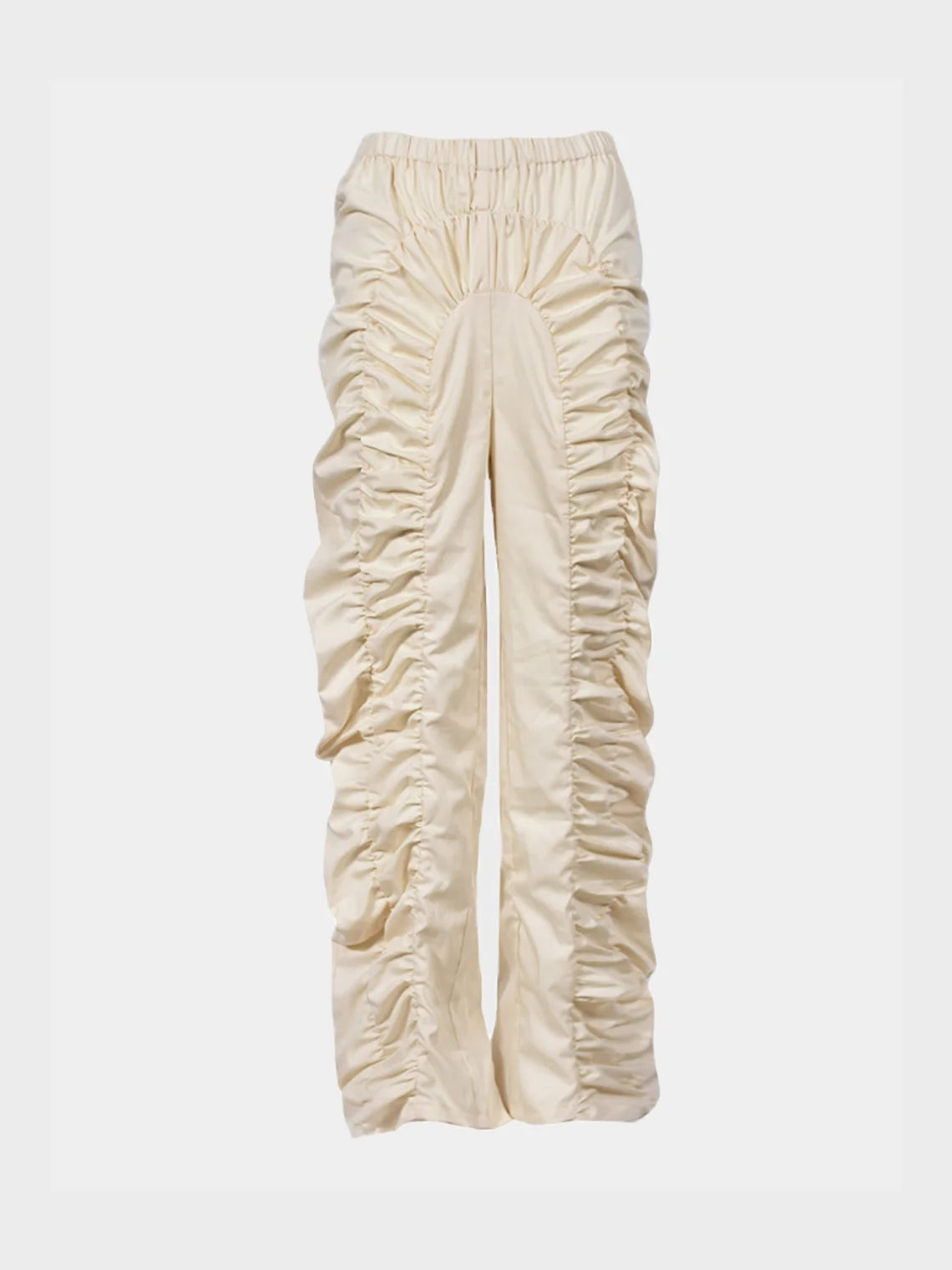 Wrinkled Plain Straight Parachute Pants