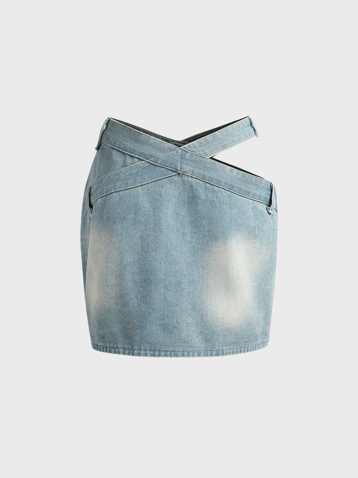 Street Blue Denim Asymmetrical design Bottom Skirt