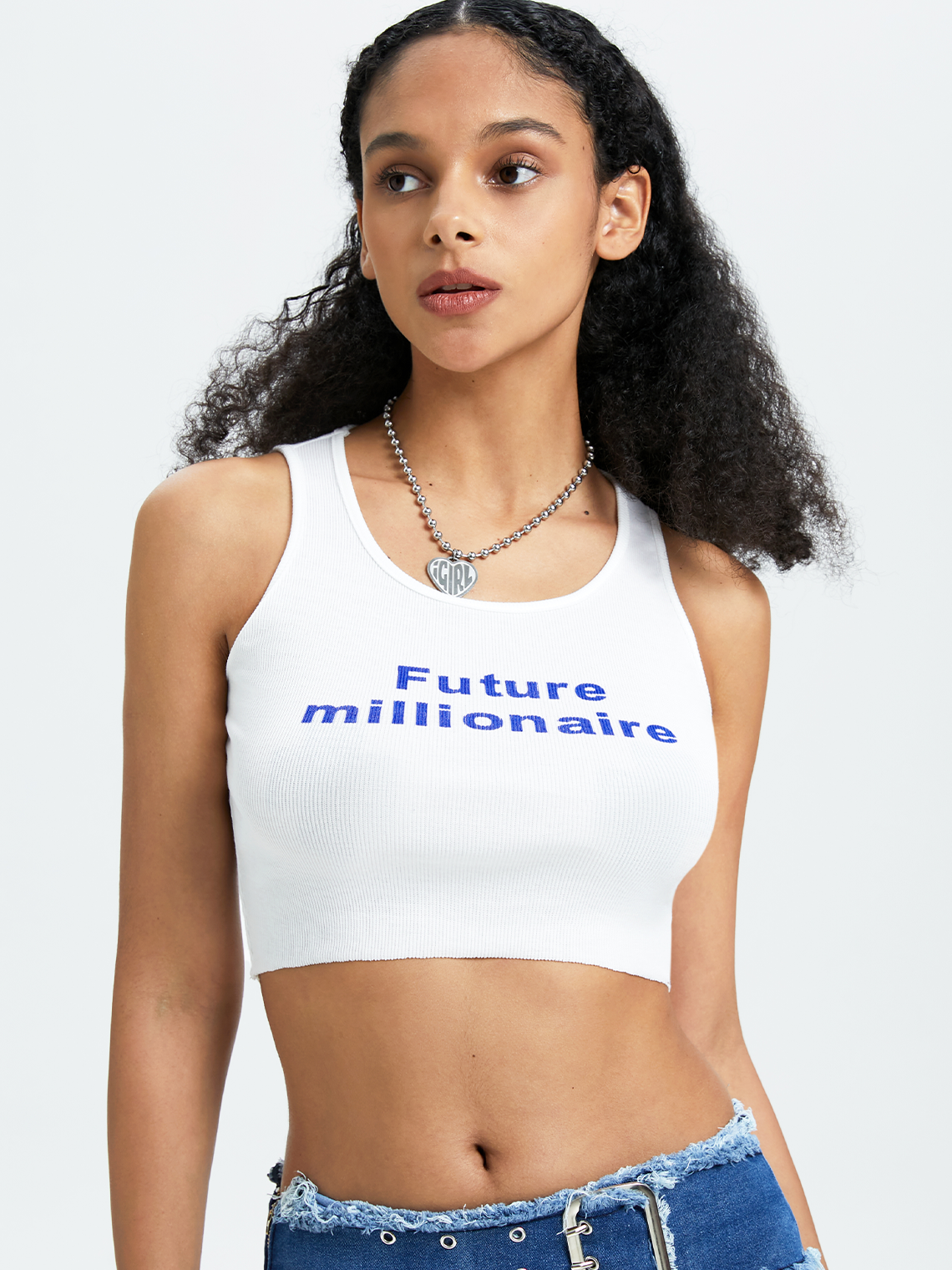 Y2K White Letter Cropped Top Tank Top & Cami Future Millionaire