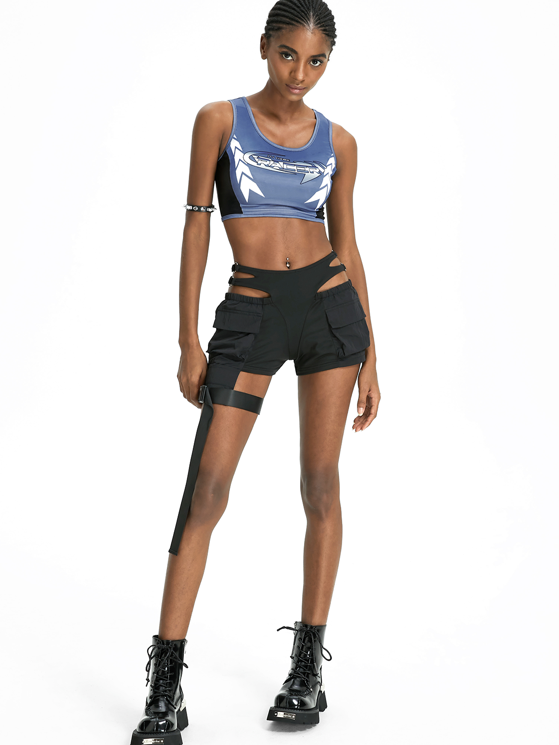 Street Blue Racing print Cyberpunk Top Tank Top & Cami