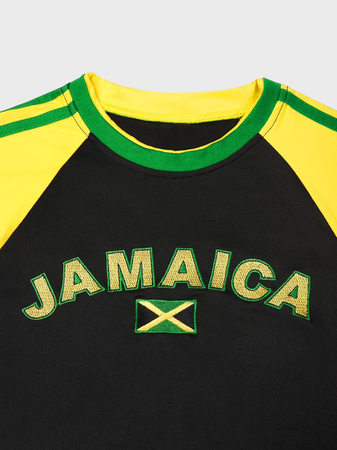 Jersey Jamaica Crew Neck Color Block Short Sleeve T-Shirt