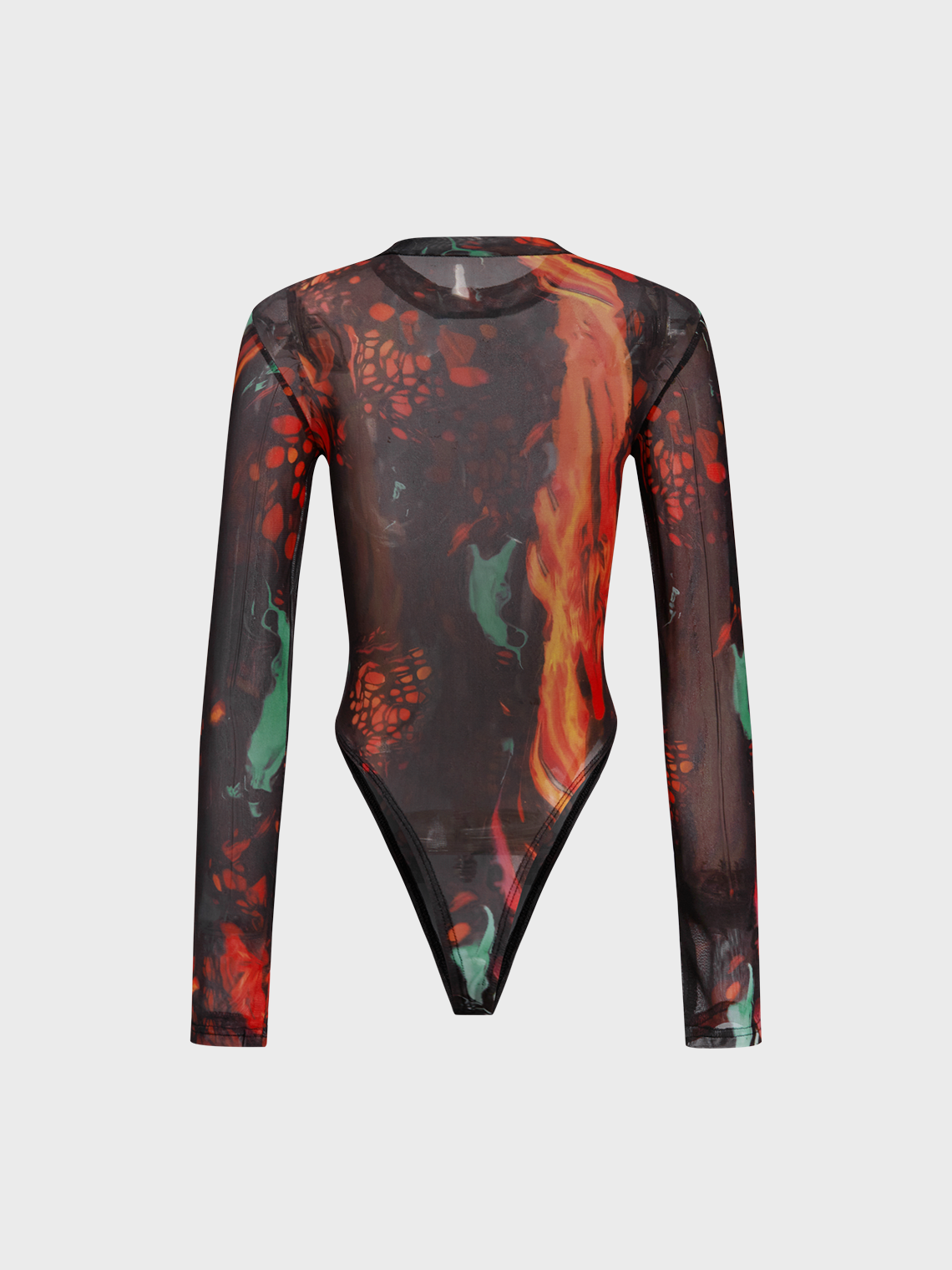 Stand Collar Abstract Long Sleeve Bodysuit