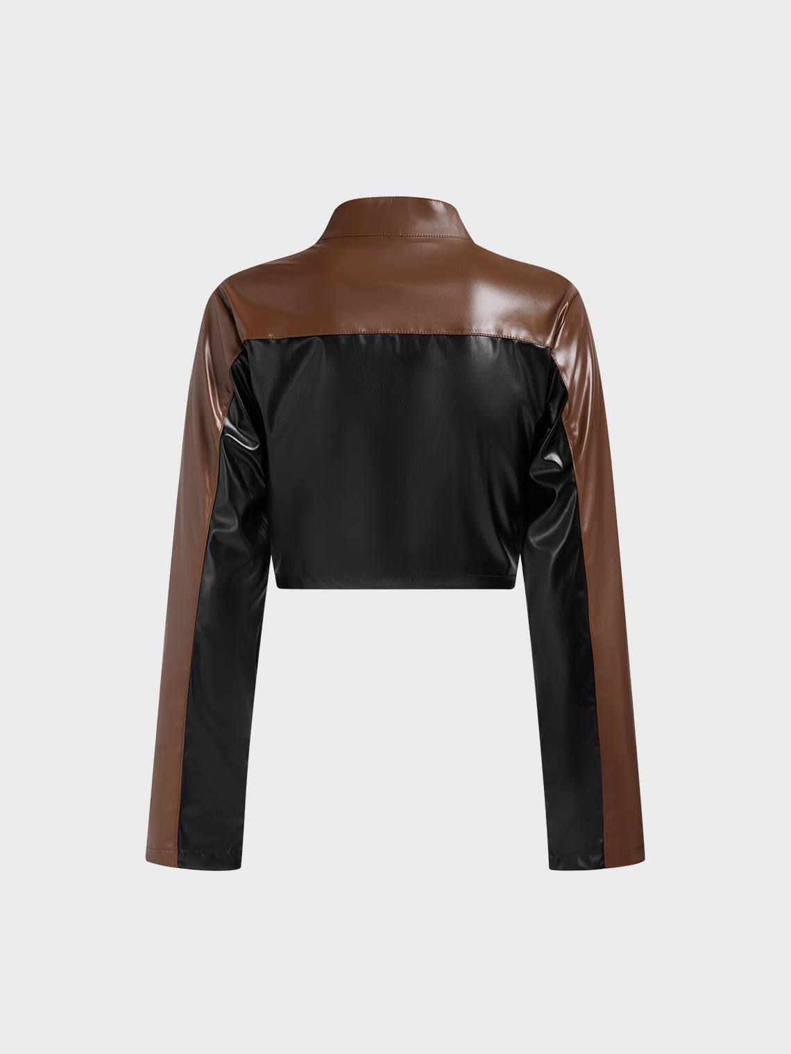 Y2K Color Block PU Leather Jacket