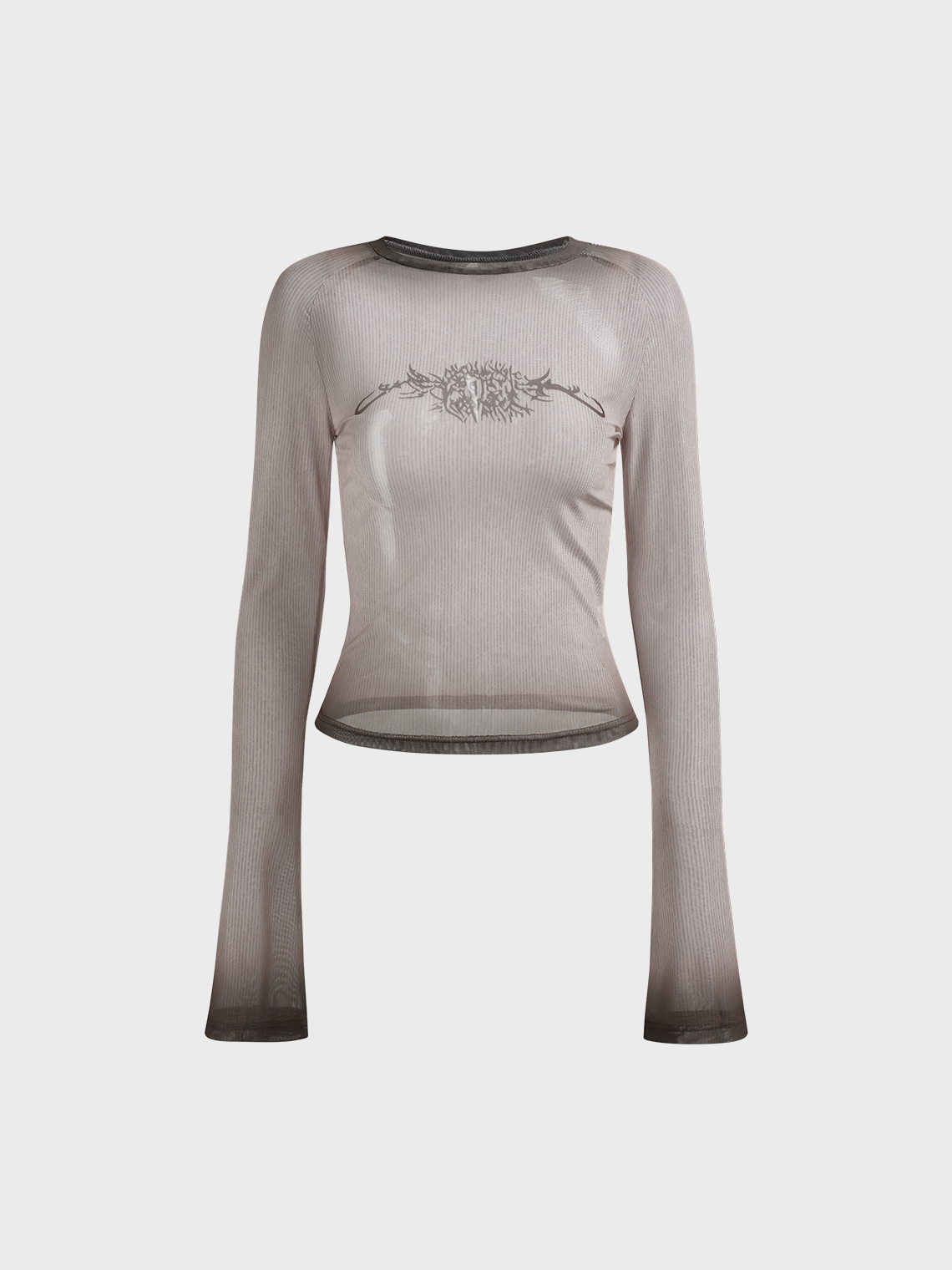 Crew Neck Ombre Extra-Long Sleeve T-Shirt