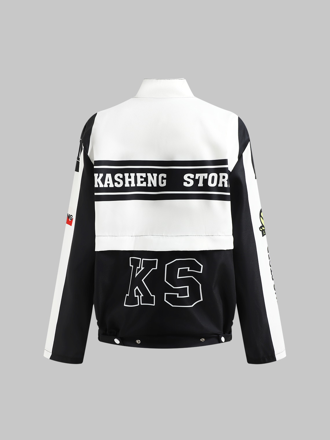 Multi-Way To Wear Bikercore Stand Collar Text Letters Jacket Or Set