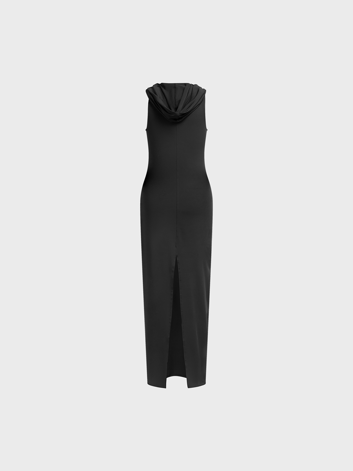 Hooded Plain Sleeveless Maxi Dress