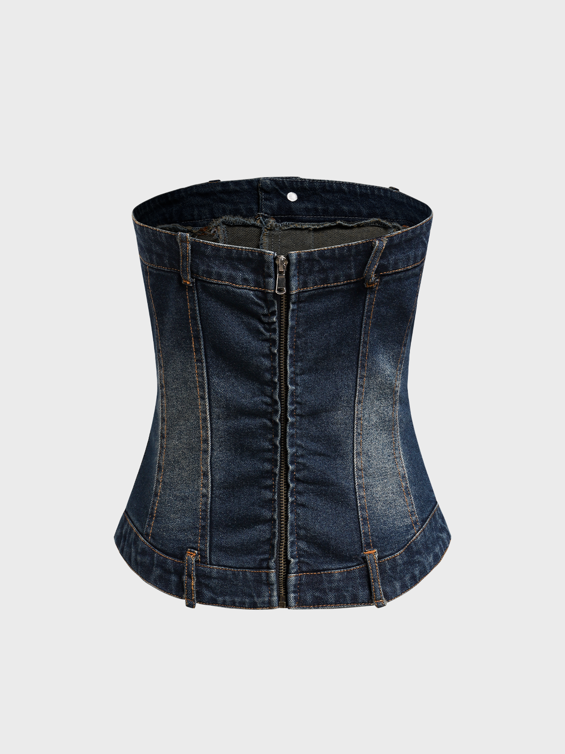 Street Blue Tube top Denim Zip up Top Women Top