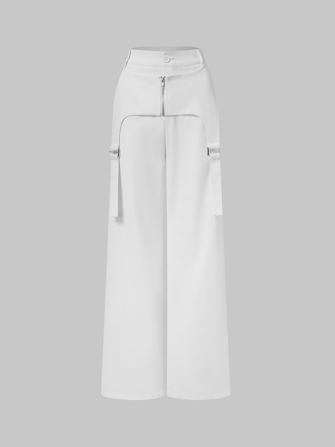 Street White Double Layer Metal Bottom Pants