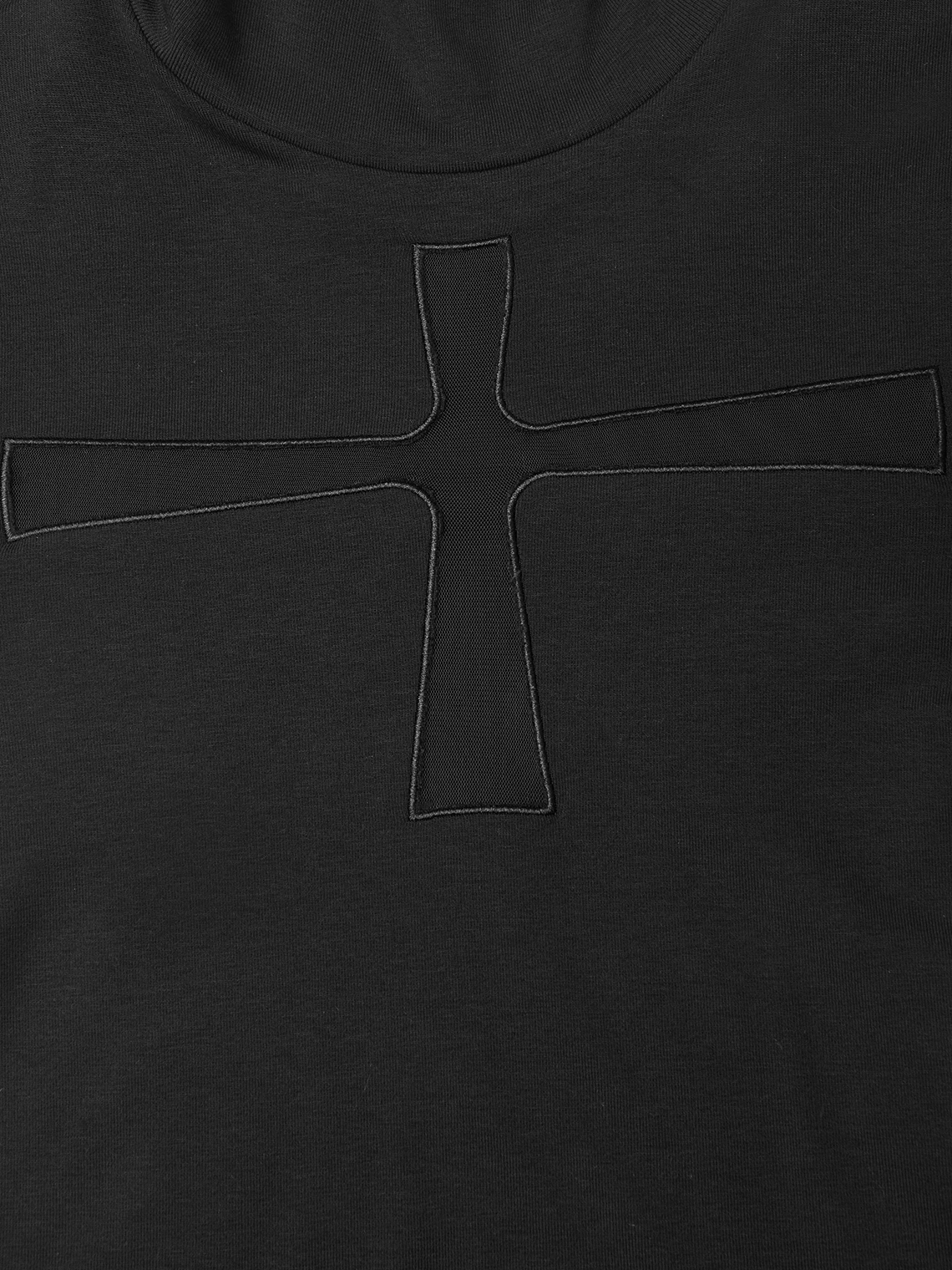 Stand Collar Cross Long Sleeve T-Shirt