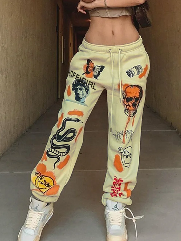 Skull Ankle Banded Pants