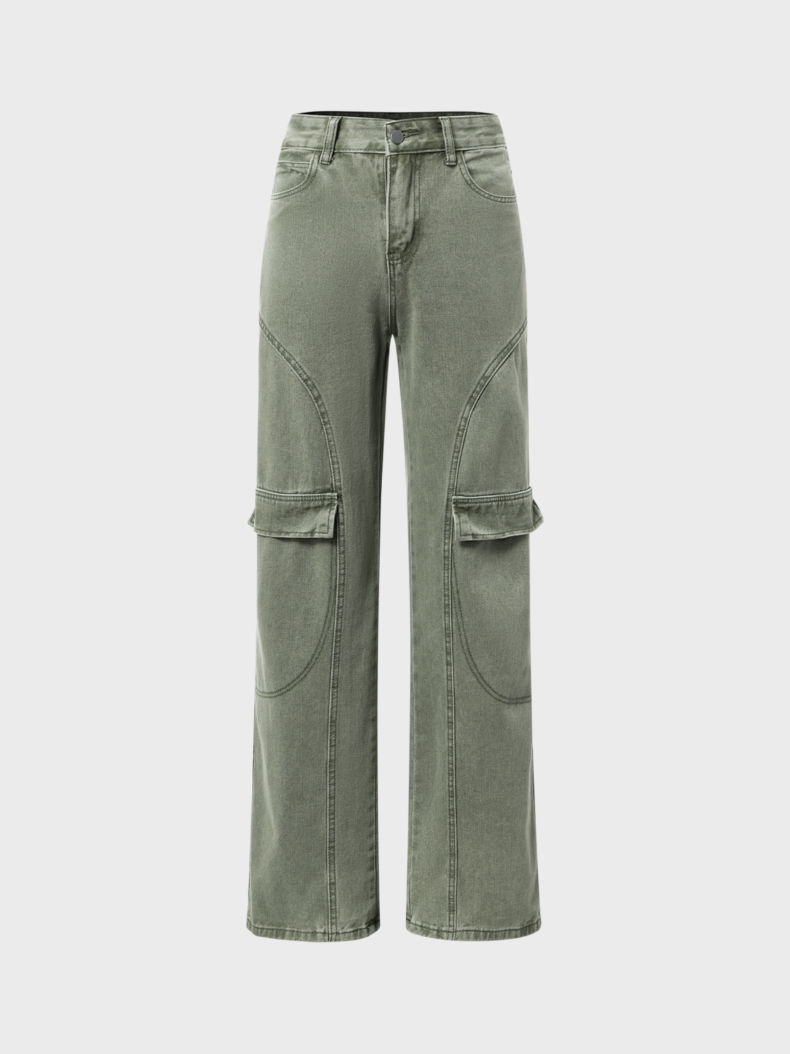 Street Green Pockets Bottom Pants