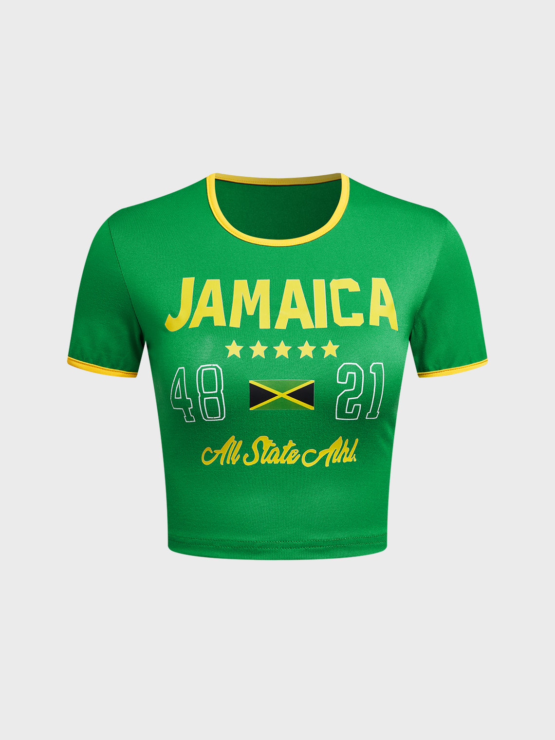 Jersey Jamaica Crew Neck Color Block Short Sleeve T-Shirt