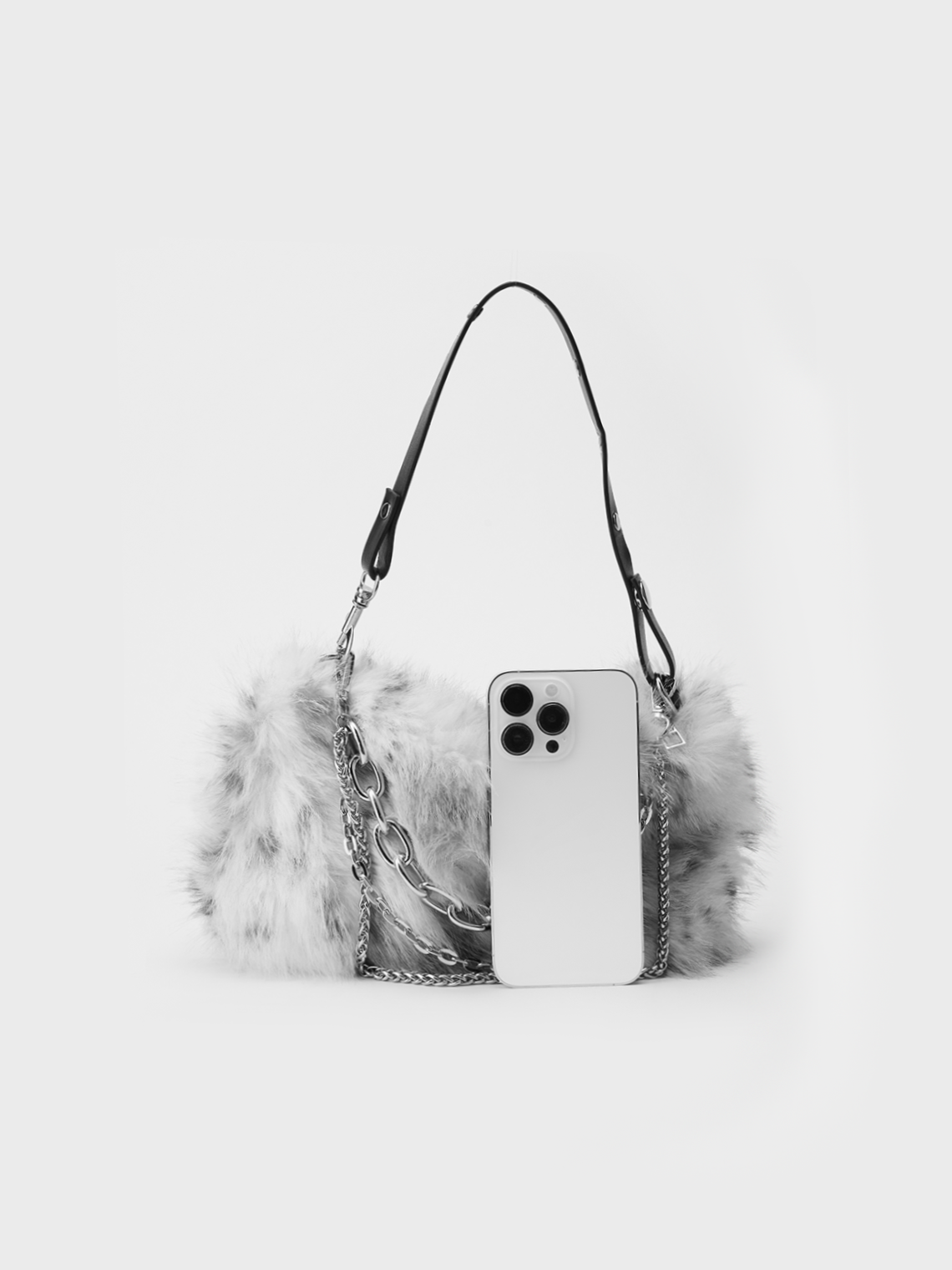 Shearling Tie-Dye Pattern Shoulder Bag