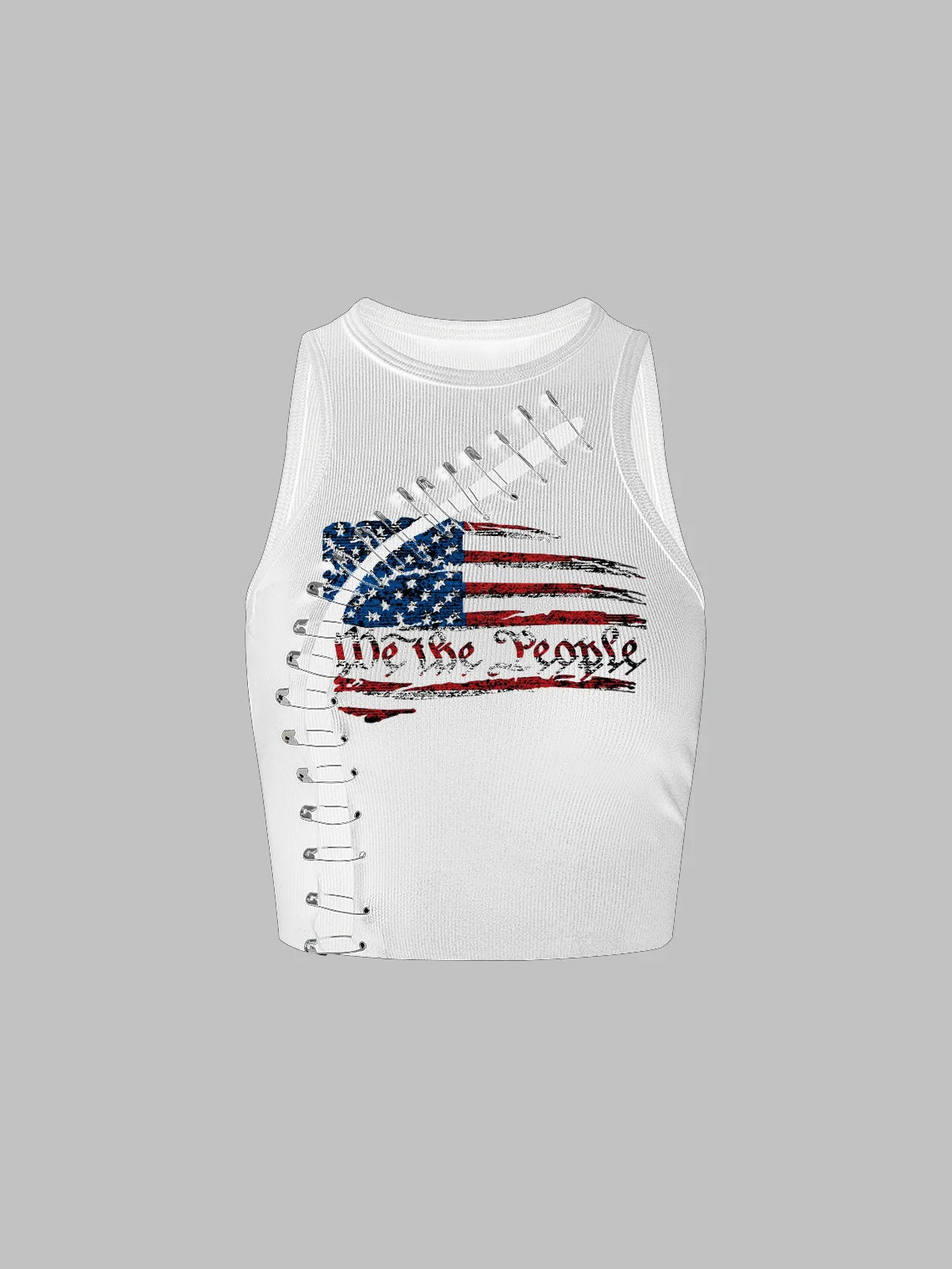 Punk White Clip Independence Day Top Tank Top & Cami