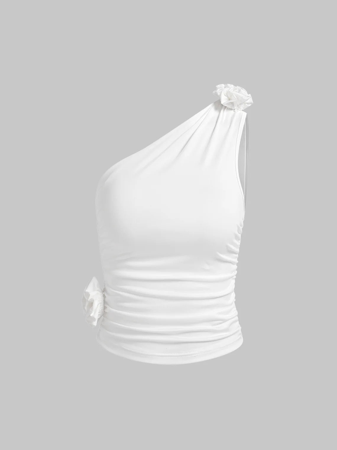 Y2k White Wrinkled Asymmetrical design Top Tank Top & Cami