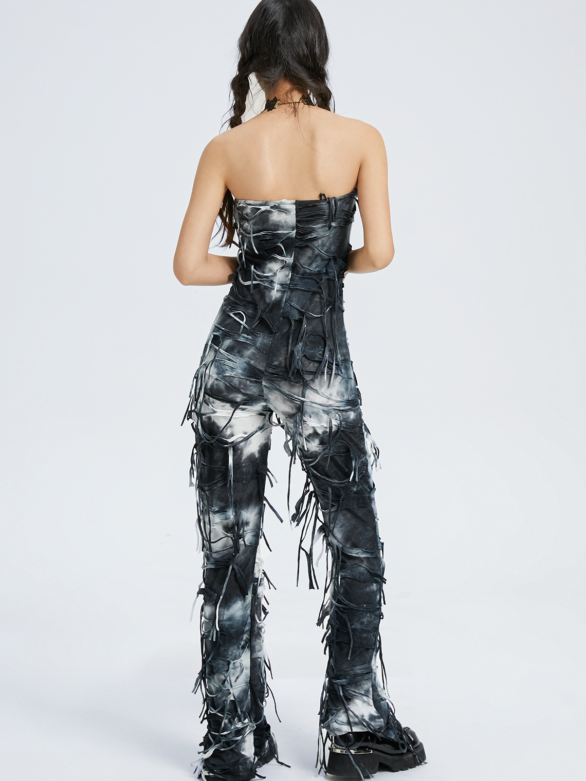 Strapless Tie Dye Sleeveless Jumpsuit