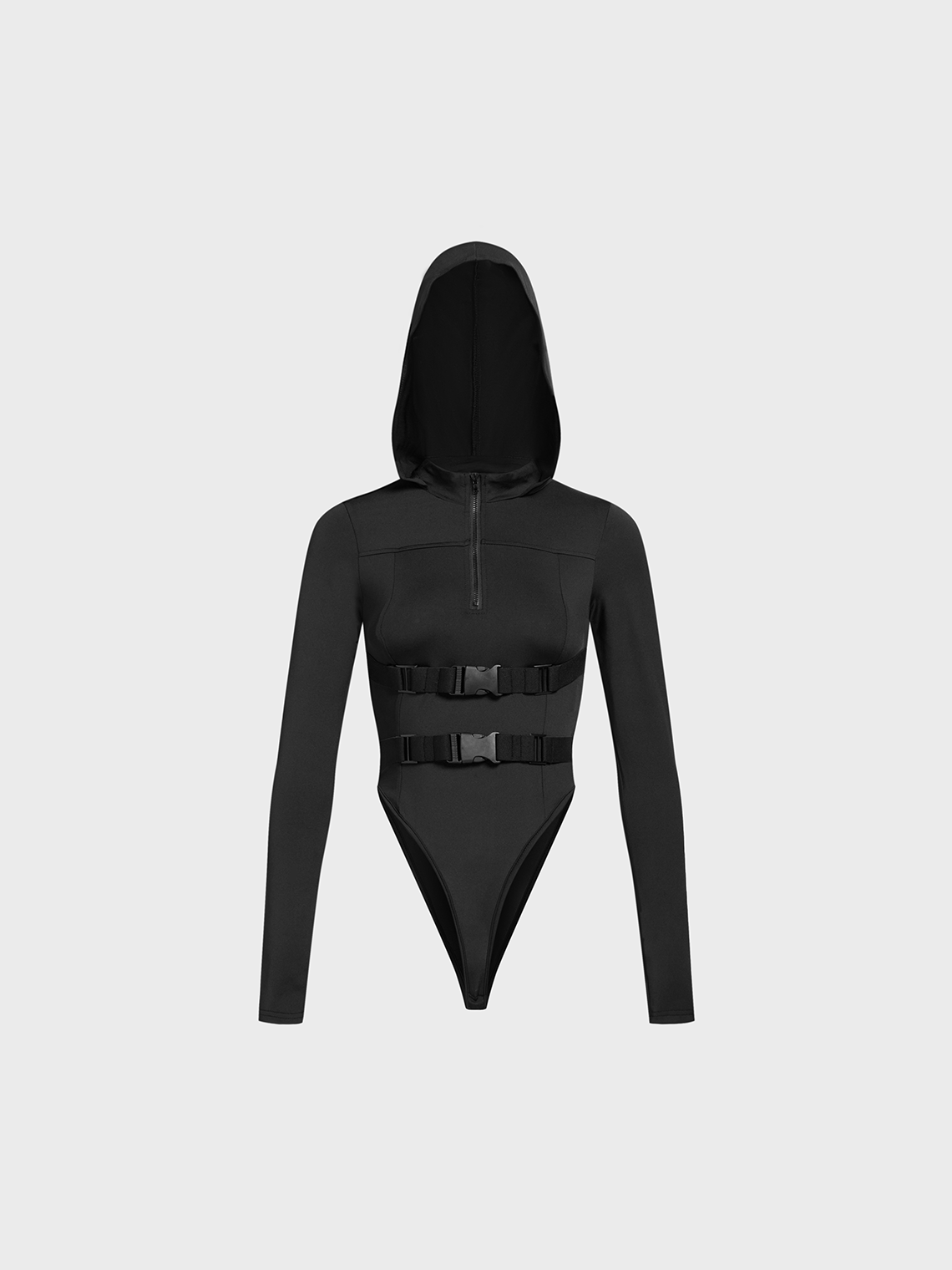 Hooded Plain Long Sleeve Bodysuit