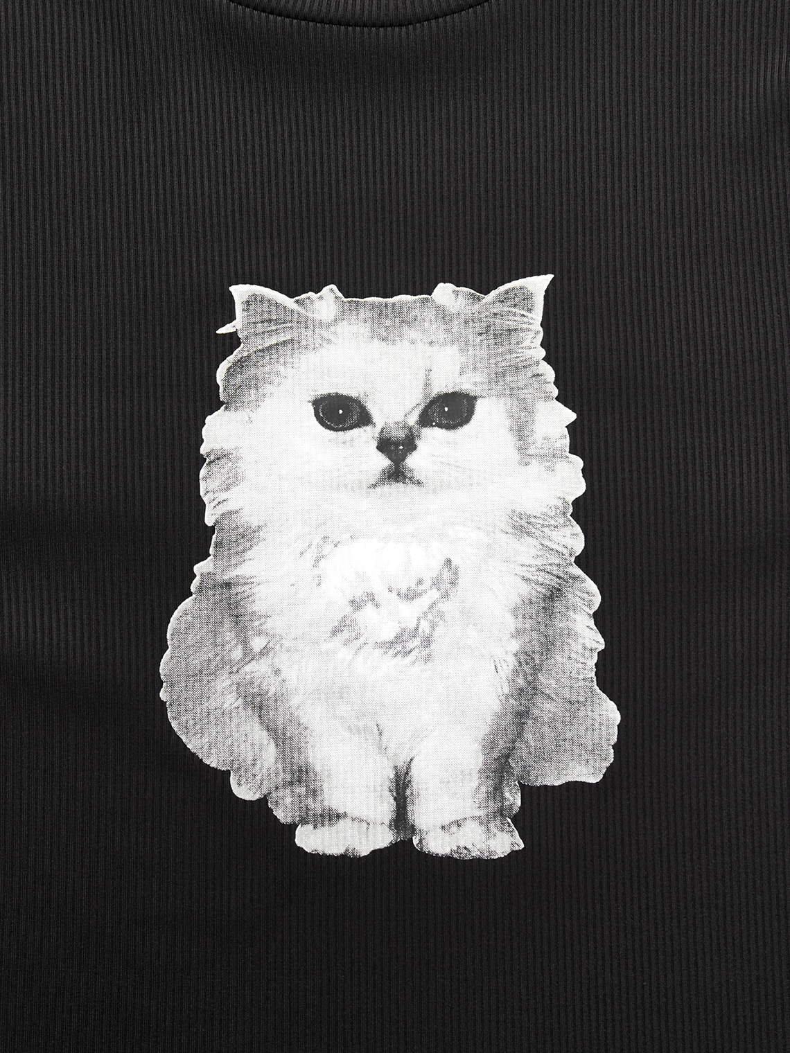 Crew Neck Cat Long Sleeve T-Shirt