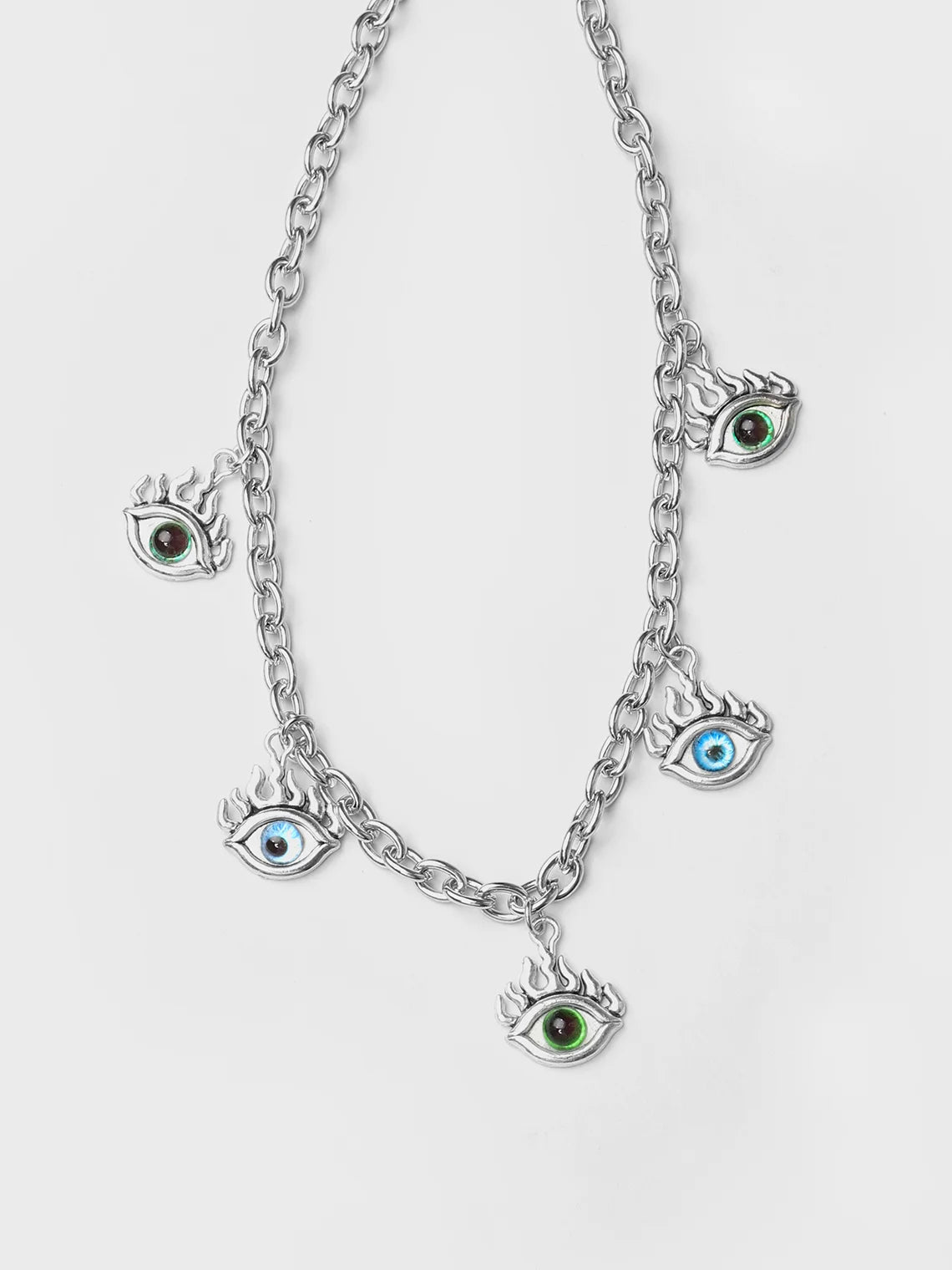 Metal Color Block Eyes Design Necklace