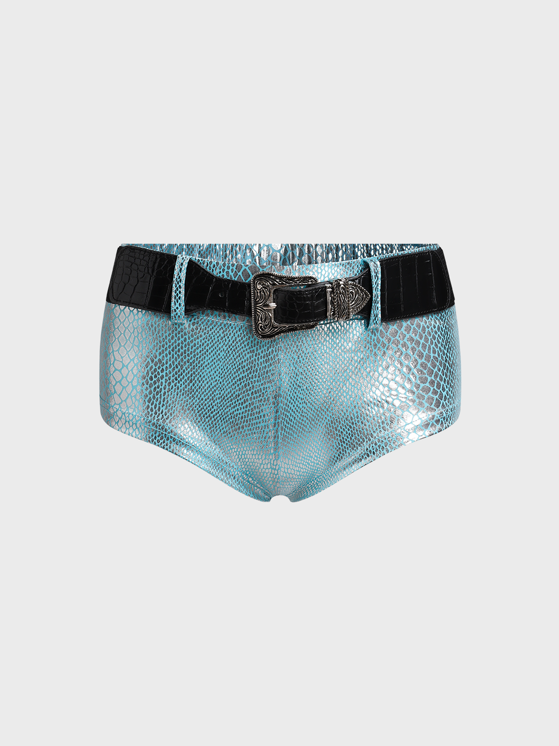 Edgy Blue Belt Bottom Shorts