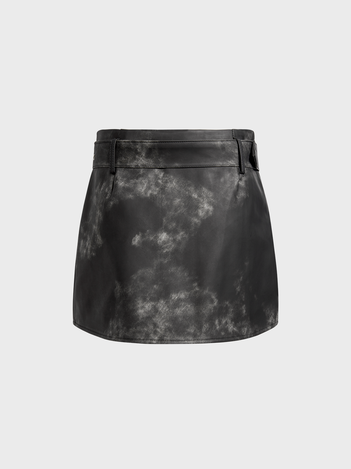 PU Belt Tie Dye Short Skirt