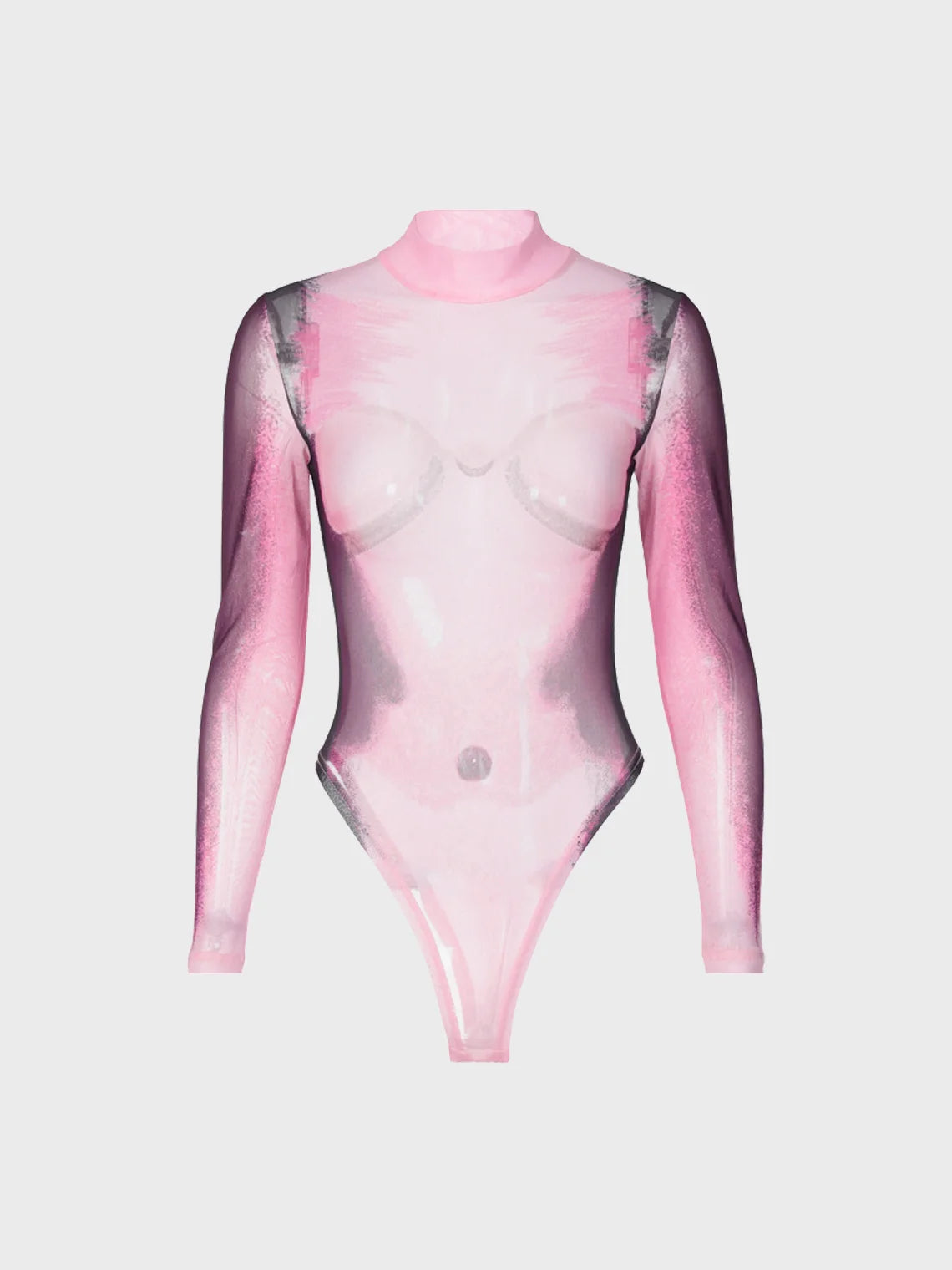 Mesh Human Body Long Sleeve Bodysuit