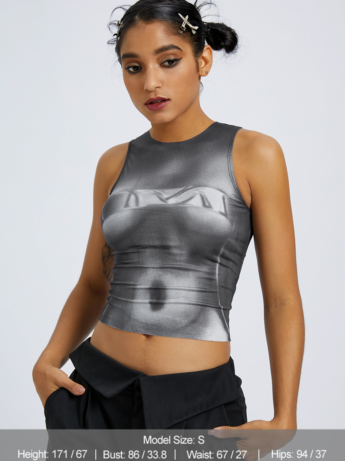 Tight Y2K Crew Neck Human Body Tank Top